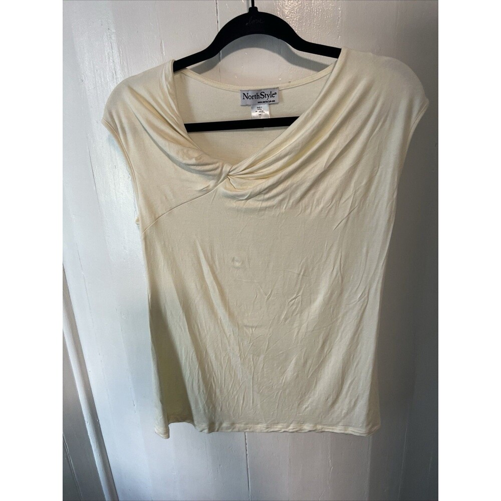 NorthStyle Solid ivory Twist Knot Neckline Womens Sleeveless Size Small